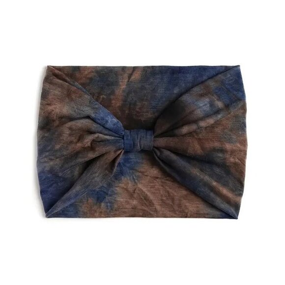 Boho Style Tie-Dyed Print Stretchy Knotted Headband (Brown) - Picture 1 of 4